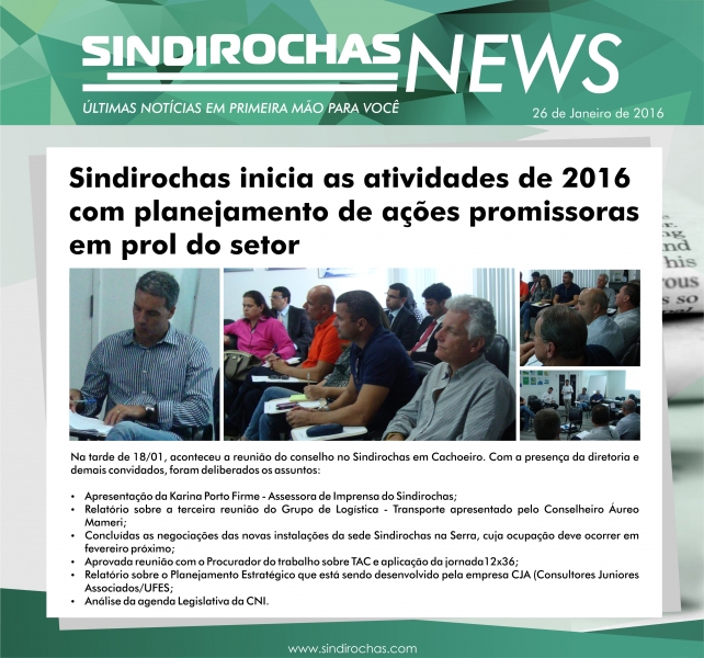 Sindirochas inicia as atividades de 2016 com planejamento de ações promissoras em prol do setor