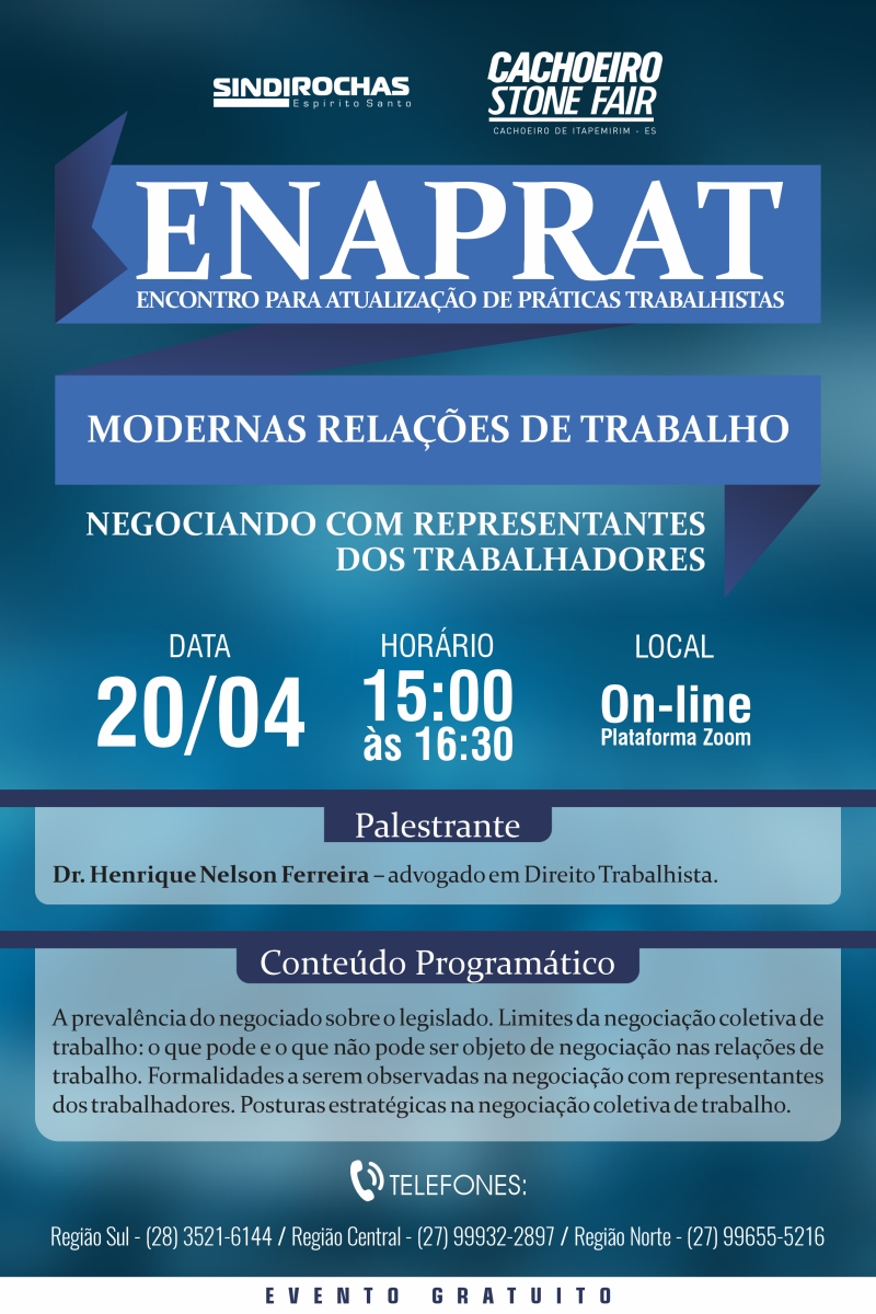 Live • Enaprat (Encontro para Atualização de Práticas Trabalhistas) - Modernas Relações de Trabalho: Negociando com Representantes dos Trabalhadores