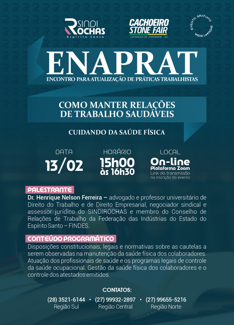 Live • Enaprat (Encontro para Atualização de Práticas Trabalhistas) – Como Manter Relações de Trabalho Saudáveis: Cuidando da sua Saúde Física