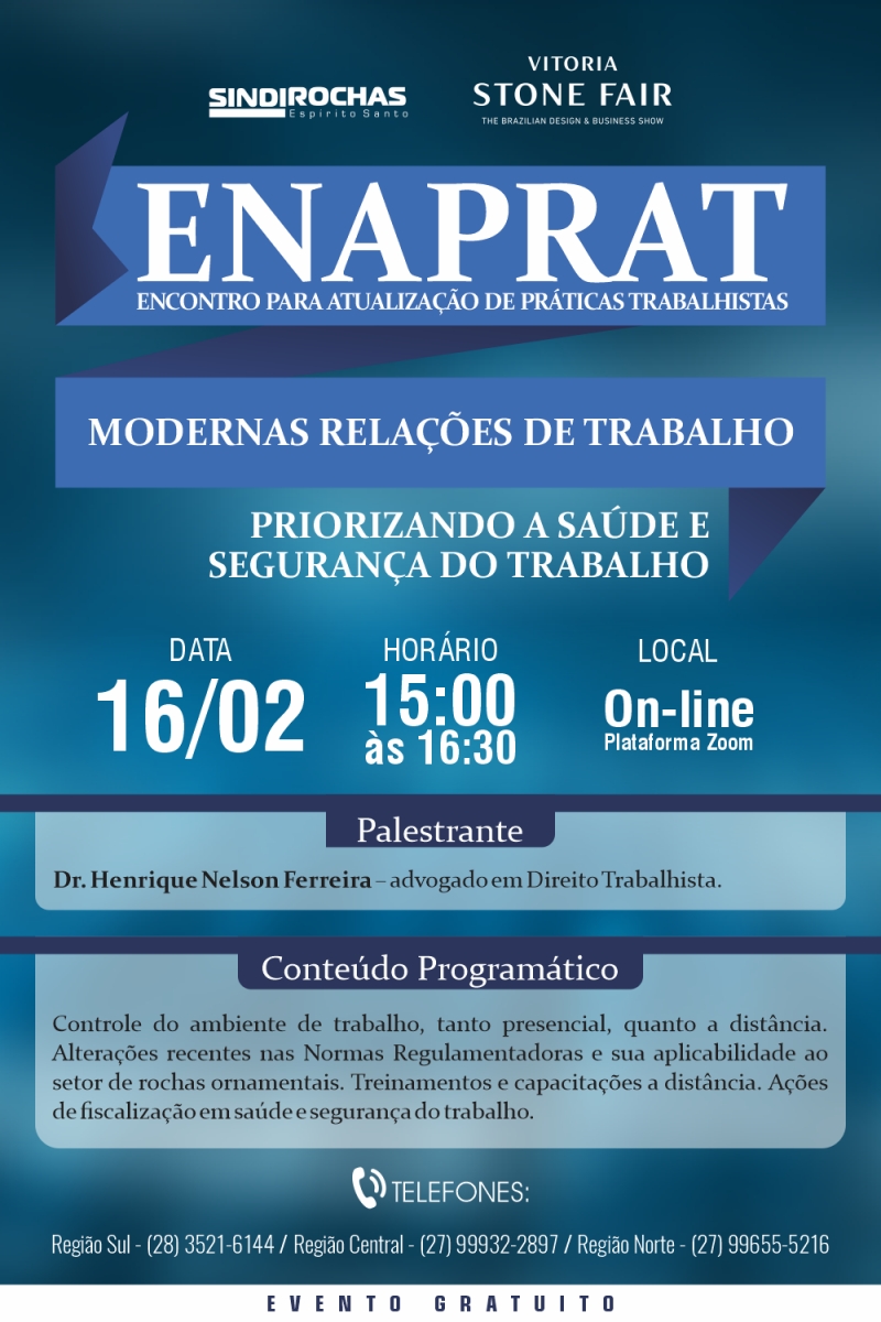 Live • Enaprat (Encontro para Atualização de Práticas Trabalhistas) - Modernas Relações de Trabalho: Priorizando a Saúde e Segurança do Trabalho