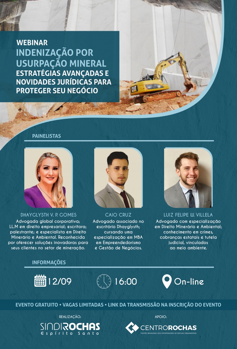 Webinar • Indenização por Usurpação Mineral – Estratégias Avançadas e Novidades Jurídicas para Proteger Seu Negócio